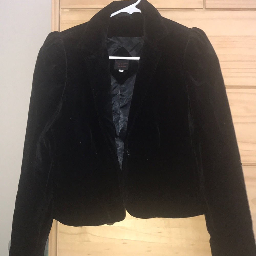 Black velvet button up blazer